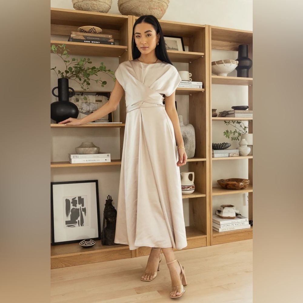 BOHME ROSALIND MIDI DRESS IN CHAMPAGNE